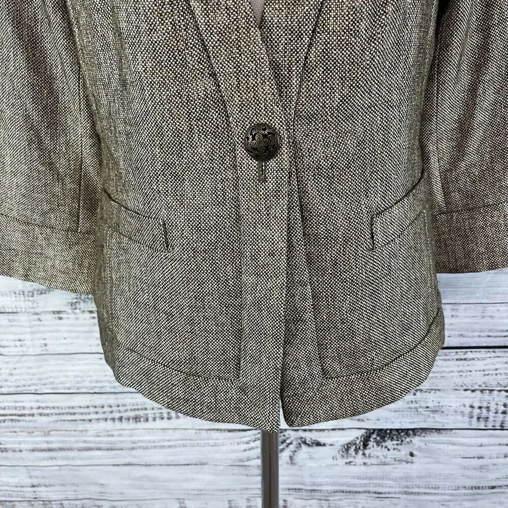 Coldwater Creek Blazer Jacket size 10 Brown Gold Tweed Career Professional